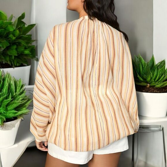 By ANTHROPOLOGIE Women’s Tie-Front Boho Blouse in the Size XXSP in Striped Print - Picture 5 of 15